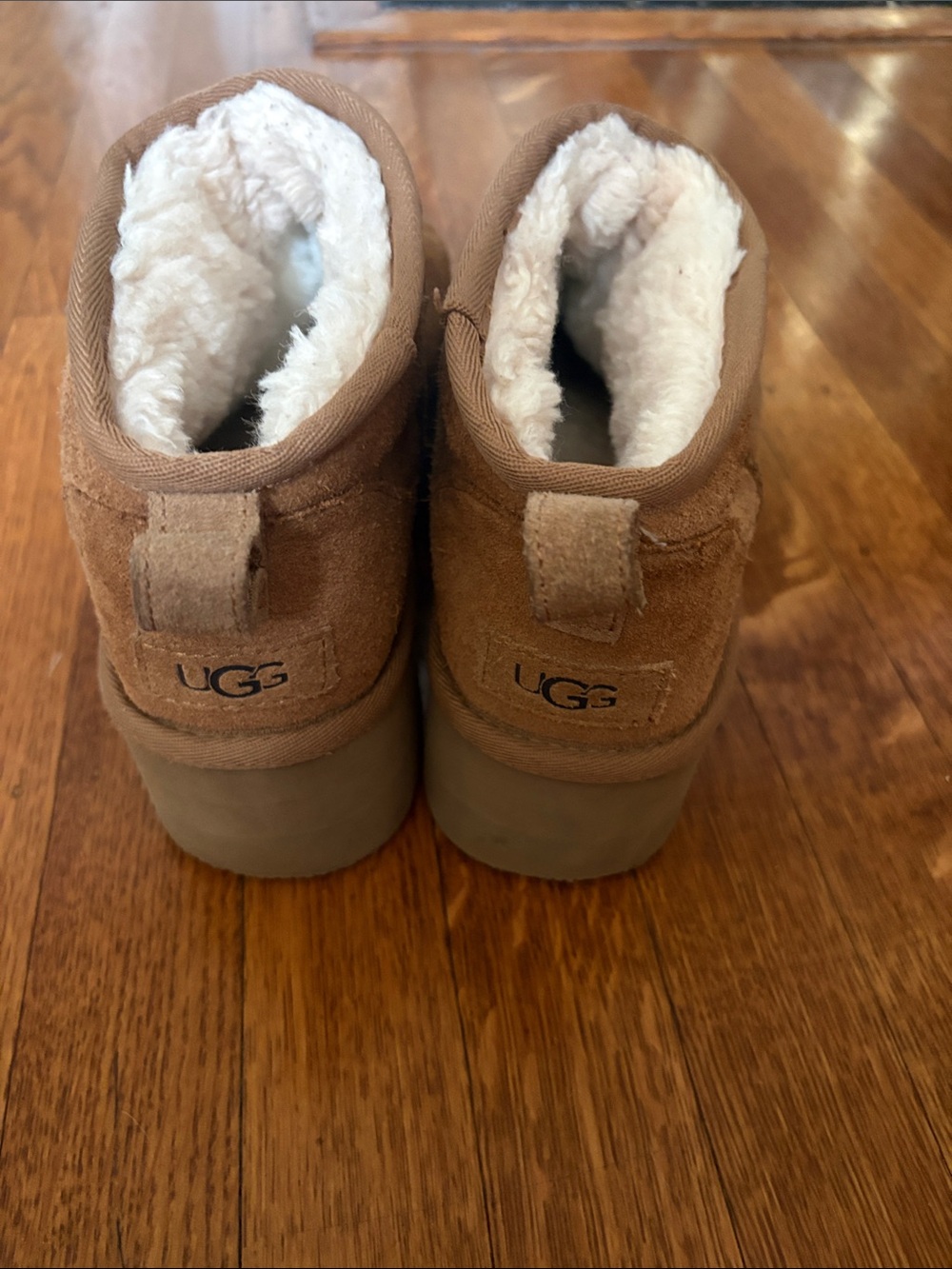 UGG Mini Suede Shearling Boot - Chestnut Brown with Cream Lining